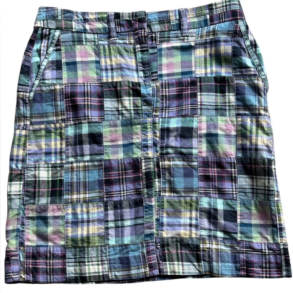 Lands' End Madras Plaid Skirt